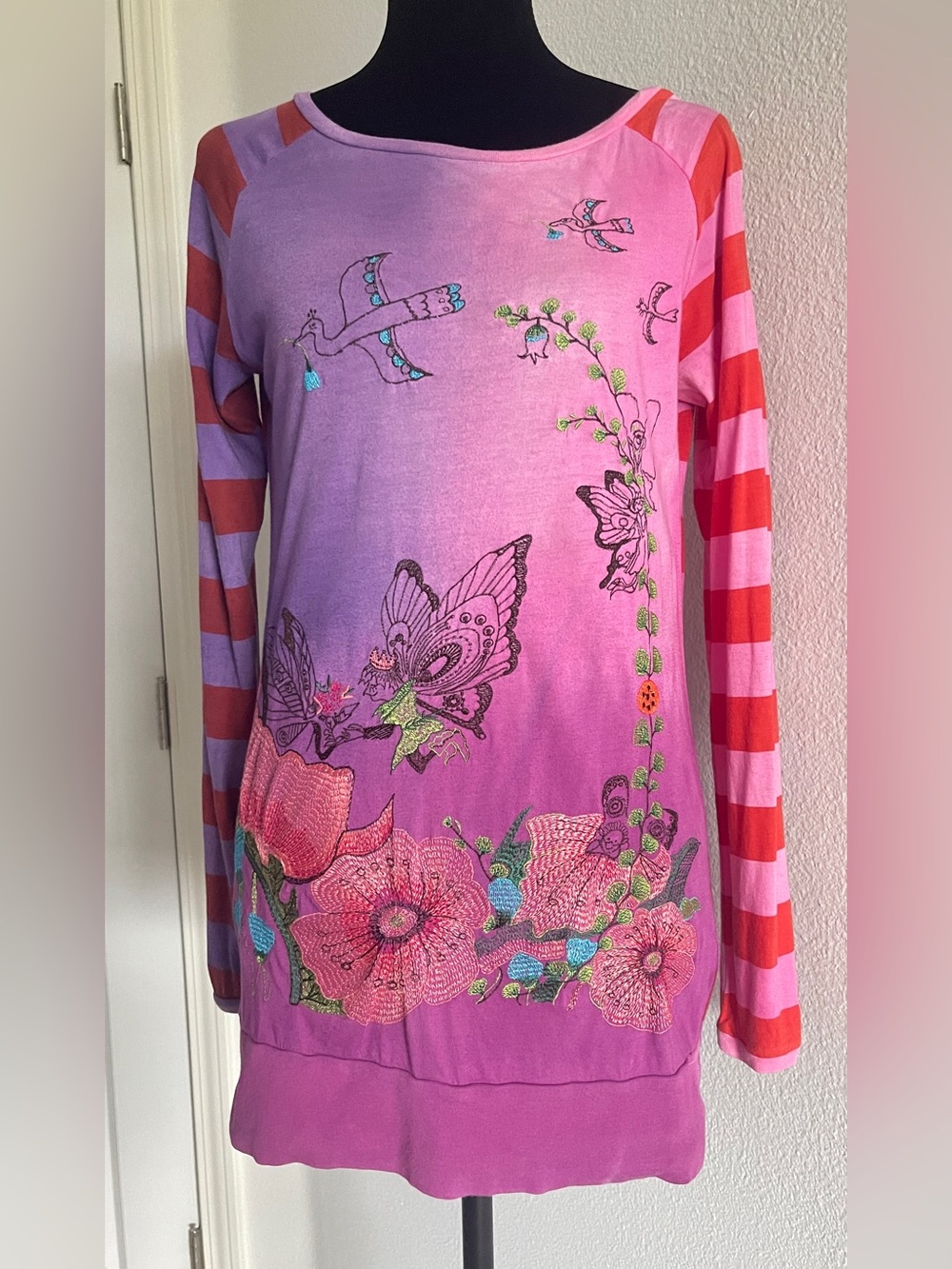 Custo Barcelona Long Sleeve Tee With Embroidered Application